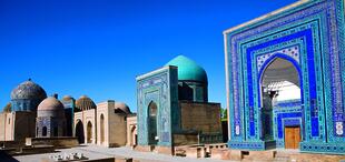 die blauen Mausoleen von Shah-e Sende in Smarkand