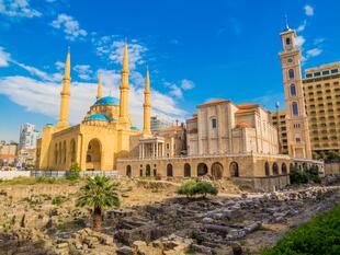 Al Omari-Moschee und griechisch-orthodoxe St.-Georgs-Kathedrale in der Stadtmitte von Beirut