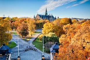 Blick über die Parkanlage auf Djurgården