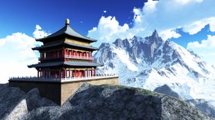 Sonnentempel in der Bergen vom Himalaya