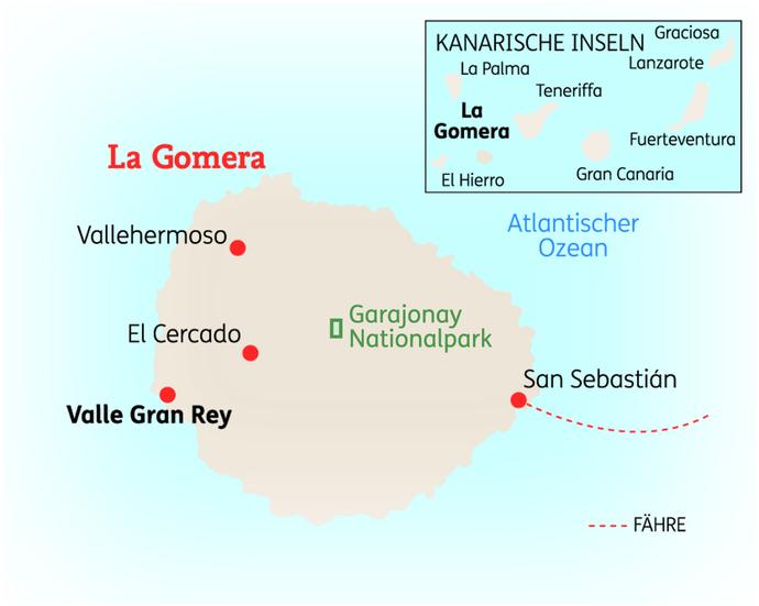 Reiseroute der 8 Tage La Gomera Reise