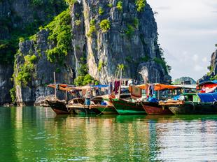 Fischerboote in der Halong Bucht
