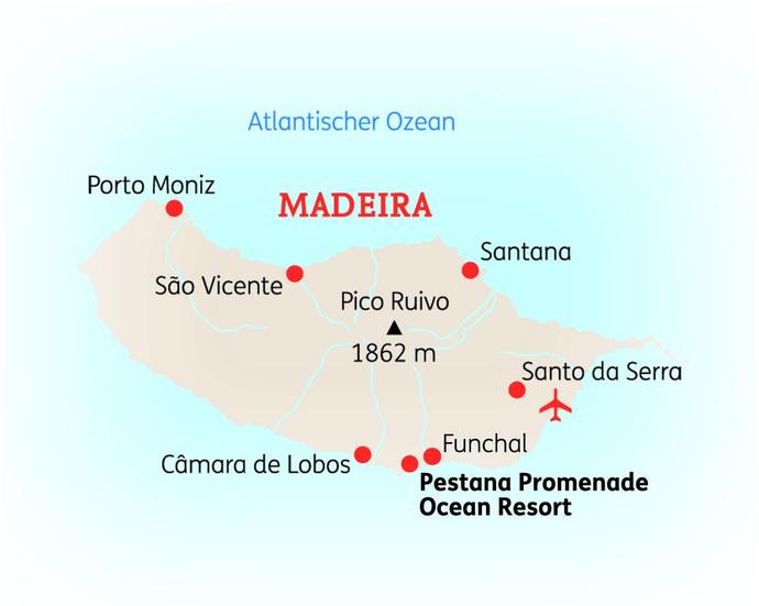 Reiseroute der 8-tägigen Madeira Reise