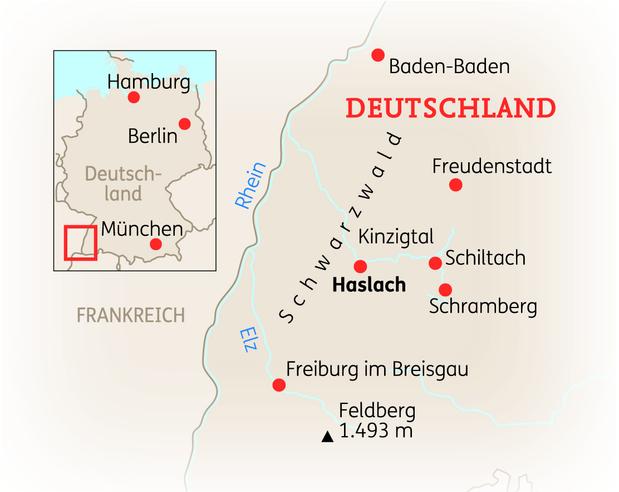 Reiseroute der 8 Tage Schwarzwald Reise