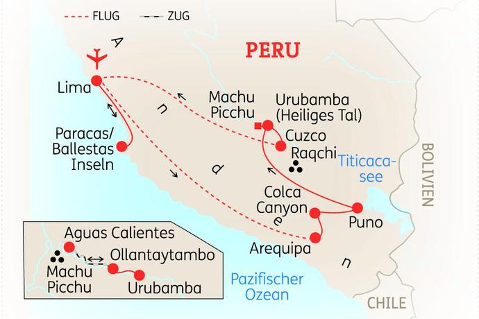 Reiseroute der 15 Tage Peru Reise