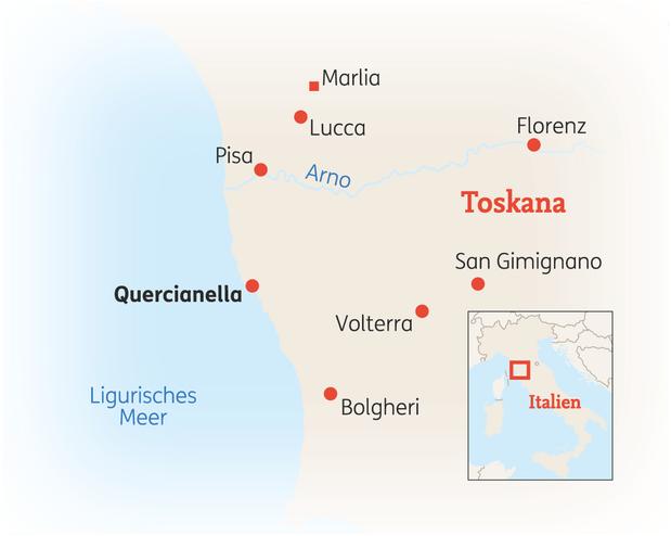 Reiseroute der 10-tägigen Toskana Reise 