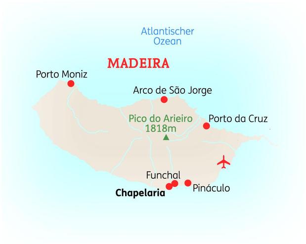 Reiseroute der 8 Tage Madeira Reise