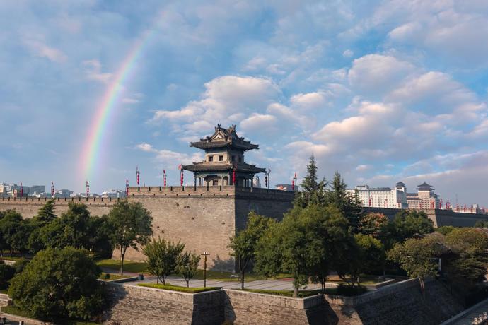 Blick auf die alte Stadtmauer von Xi‘an auf einer China Rundreise