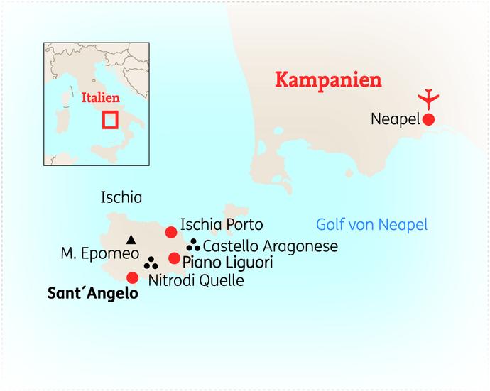 Reiseroute der 8 Tage Ischia & Golf von Neapel Reise