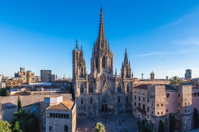 Blick auf die Kathedrale von Barcelona in Spanien