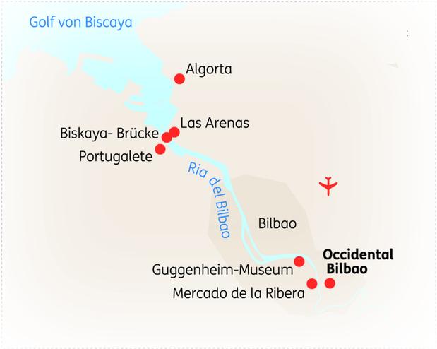 Reiseroute der 5 Tage Bilbao & San Sebastián Reise