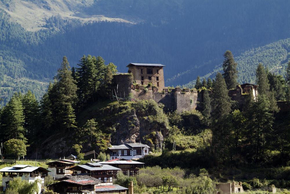 Blick auf Drukyel Dzong
