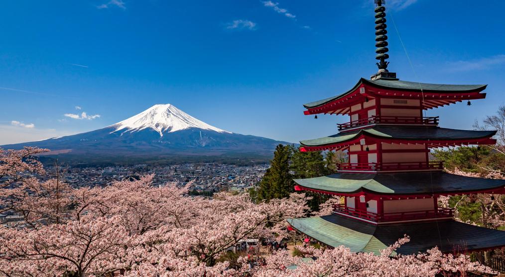 Der Berg Fuji bei einer Gruppenreise durch Japan