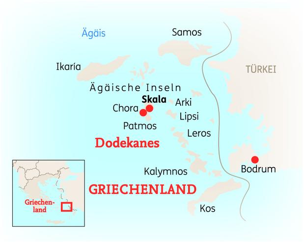 Reiseroute der 15 Tage Patmos Reise