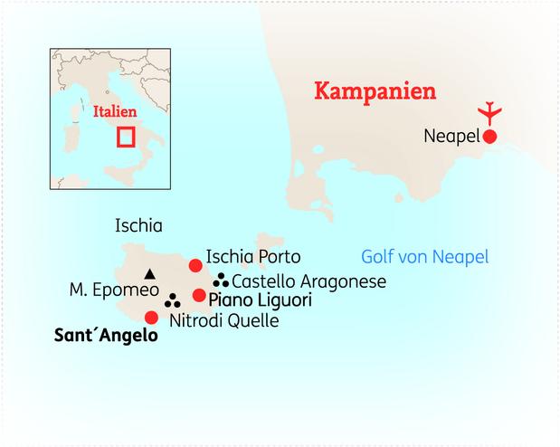Reiseroute der 8 Tage Ischia & Golf von Neapel Reise