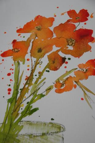 Kurs Aquarell-Exkursionen mit Ortwin Zeidler; Aquarell einer Teilnehmerin   