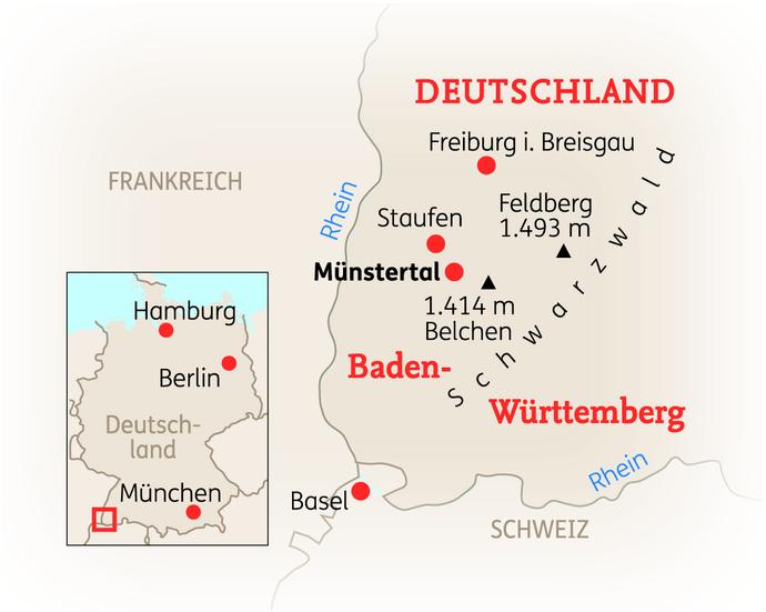 Reiseroute der 5 Tage Kloster im Münstertal Reise