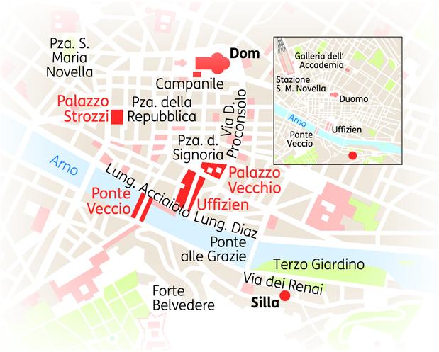 Reiseroute der 5 Tage Florenz & Toskana Reise