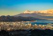Blick auf den Mount Fuji und Shizuoka Stadt