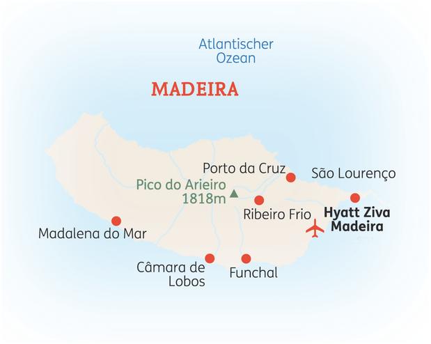 Reiseroute der 8-tägoigen Madeira Reise