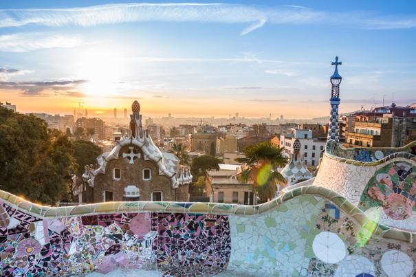 Aussicht auf Barcelona vom Parc Güell, Spanien Reisen