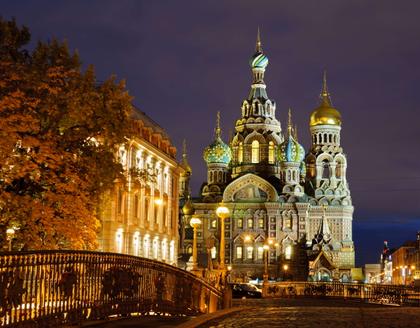 Beleuchtete Sehenswürdigkeiten St Petersburg Aufersteherkirche