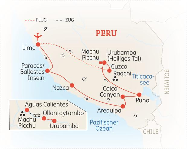 Reiseroute der 15 Tage Peru Reise