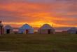 Sonnenuntergang am Yurt Camp am Song Kol See 