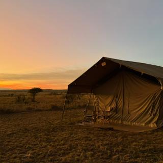 Lodge bei Sonnenuntergang