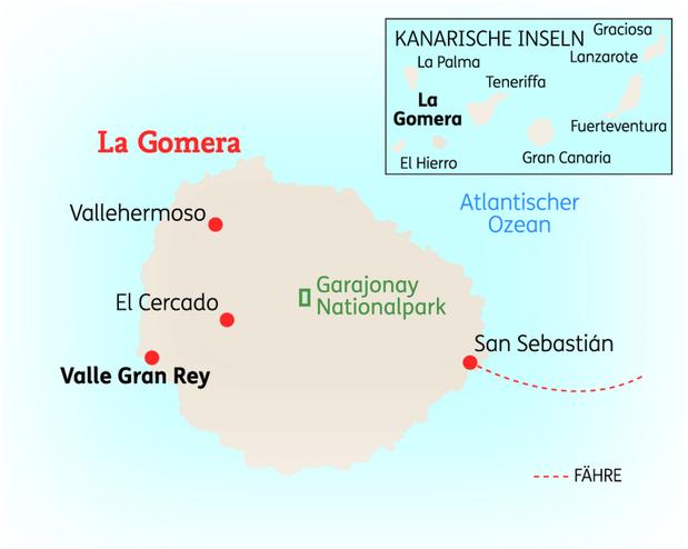 Reiseroute der 8 Tage La Gomera Reise