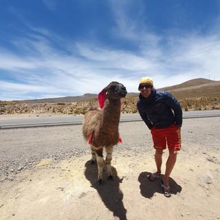 SKR-Gast mit Alpaka in Peru
