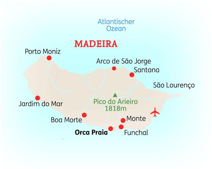 Reiseroute der 15-tägigen Madeira Reise