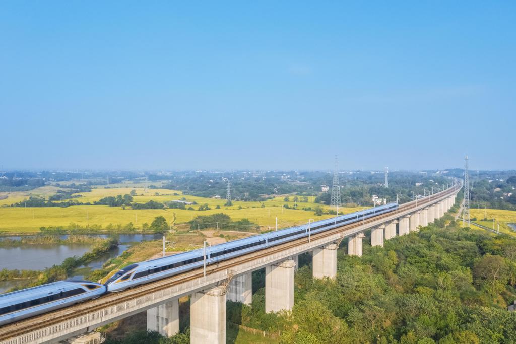 Sicht auf einen Hochgeschwindigkeitszug in China 
