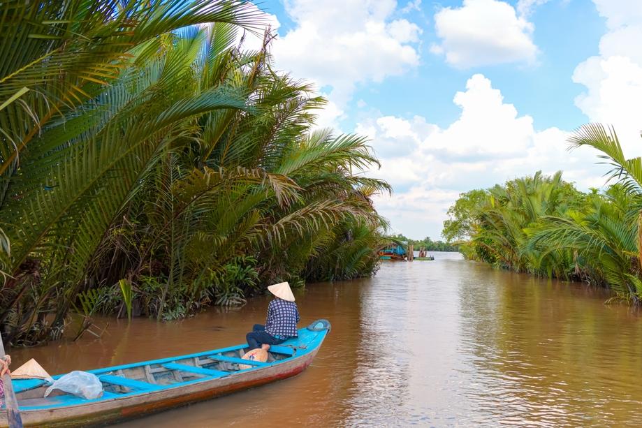 Angler auf dem Mekong-Delta