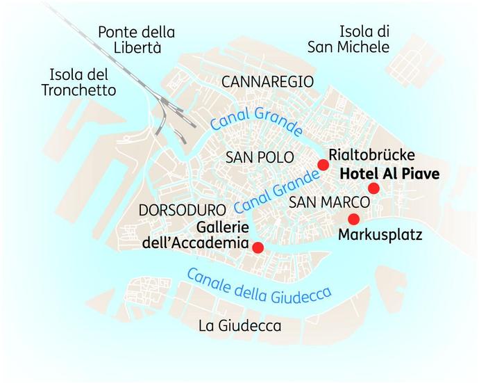 Reiseroute der 5 Tage Venedig Reise