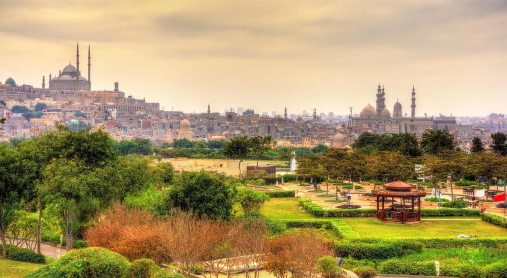 Al-Azhar Park mit Blick auf Mohammad-Ali-Moschee in Kairo, Ägypten Sehenswürdigkeiten