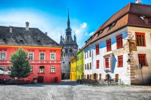 Innenstadt und Stundturm in Schäßburg