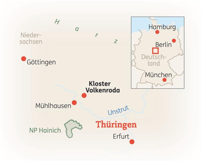Reiseroute der 6 Tage Kloster Volkenroda Reise