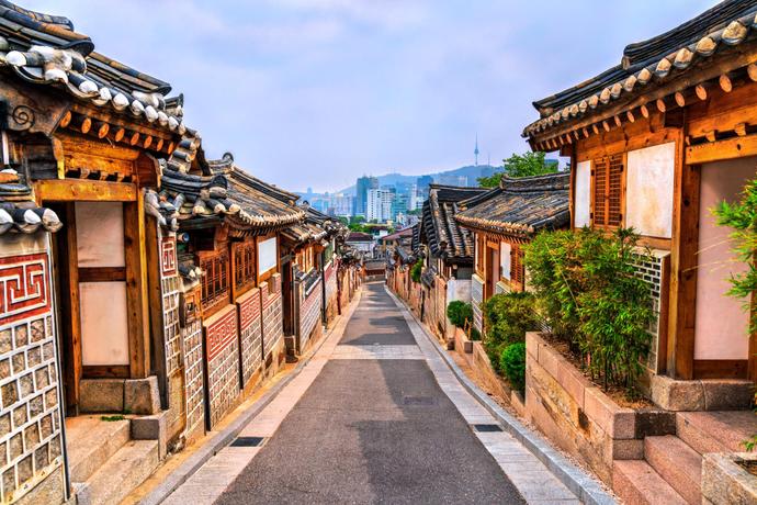 Bukchon Hanok Village mit traditionellen Häusern in Seoul