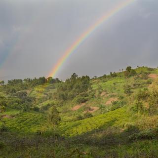 Regenbogen über dem Queen Elizabeth Nationalpark