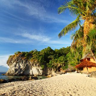 Strand und Felsen von Apo Island