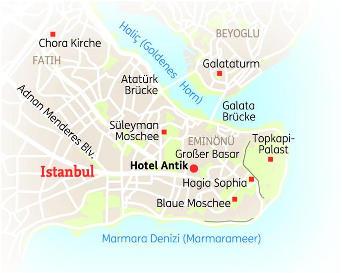 Reiseroute der 5 Tage Istanbul Reise