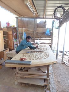 Werkstatt in der Dhauwerft in Sur, Oman