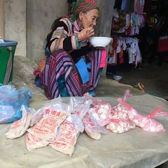 Hmong-Dame-auf-dem-Markt, Vietnam