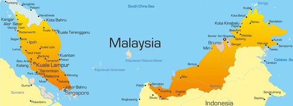 Landkarte, beste Reisezeit für Malaysia