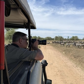Auf Safari im Jeep im Serengeti Nationalpark in Tansania