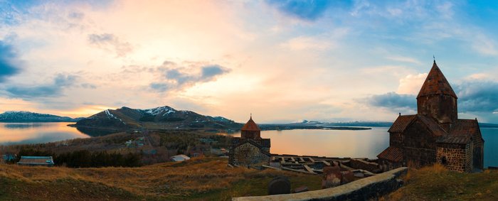 Blick auf Kloster, Armenien
