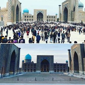 Usbekistan Kalon-Minarett unter Corona