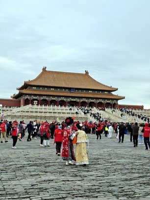 Blick auf die Verbotene Stadt in Peking