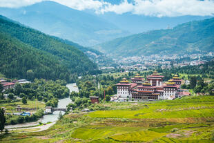 Blick auf Trashi Chhoe Dzong